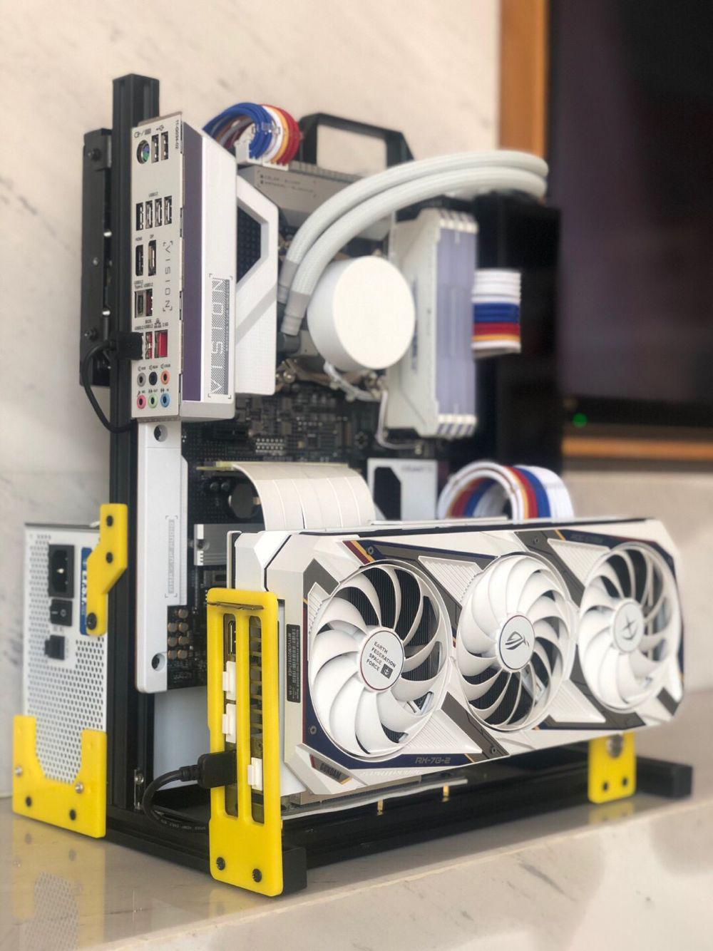 Aluminum Open Frame Test Bench Water Cooling - ATX EATX PC Uji Bangku Menangani